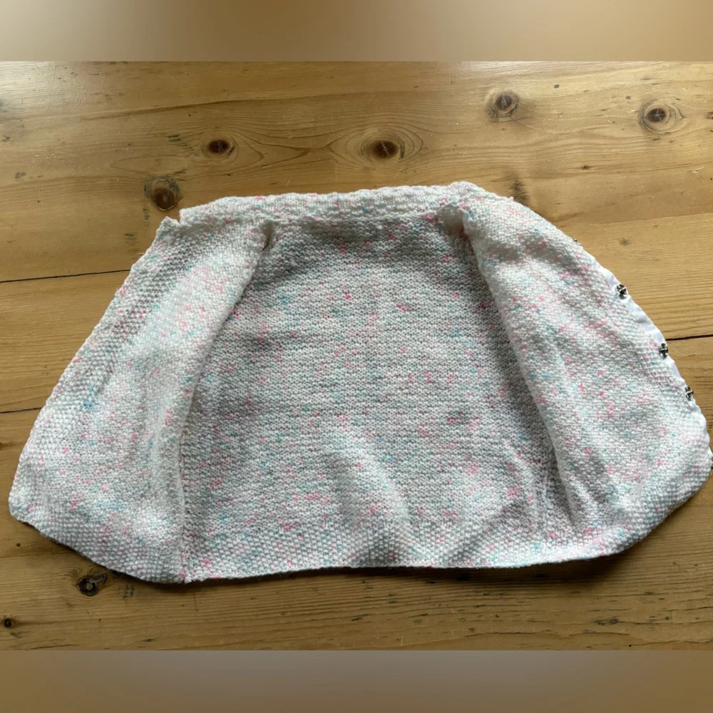 Baby Pastel Pink Blue White Knit Cardigan 6-9M Hidden Snap Button Placket EUC